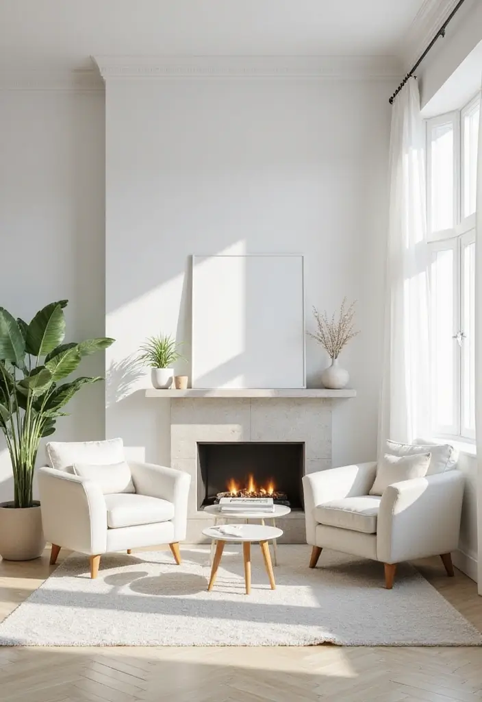 30 Office with Fireplace Ideas That Feel Like a Luxe Cabin - 4. Bright and Airy Office with a Fireplace