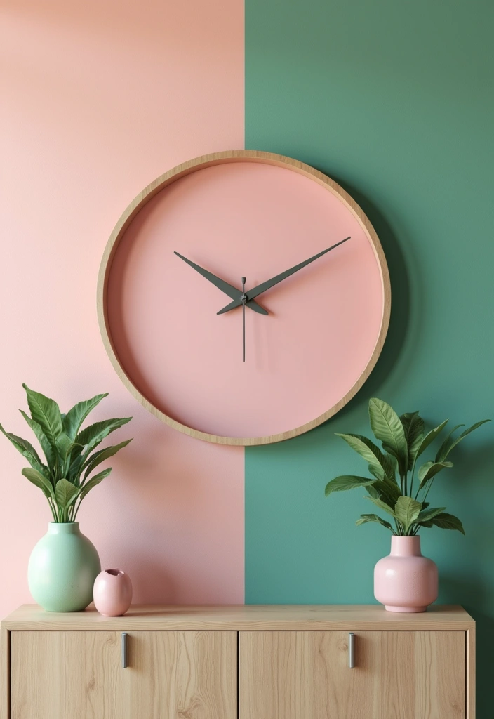 30 Pink and Green Office Ideas for the Prettiest Color Combo Ever - 22. Pink and Green Wall Clock