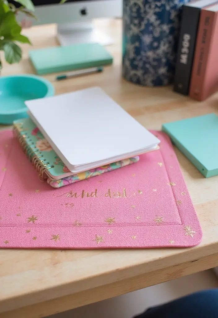 30 Pink and Green Office Ideas for the Prettiest Color Combo Ever - 23. Pink and Green Desk Mat
