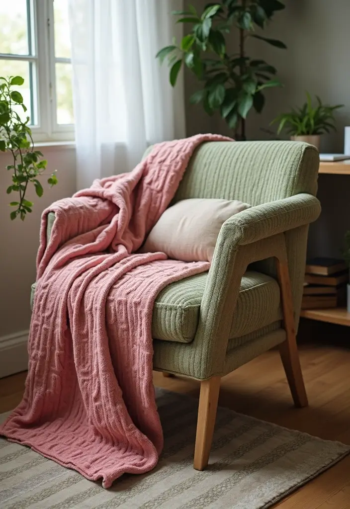 30 Pink and Green Office Ideas for the Prettiest Color Combo Ever - 24. Pink and Green Throw Blankets