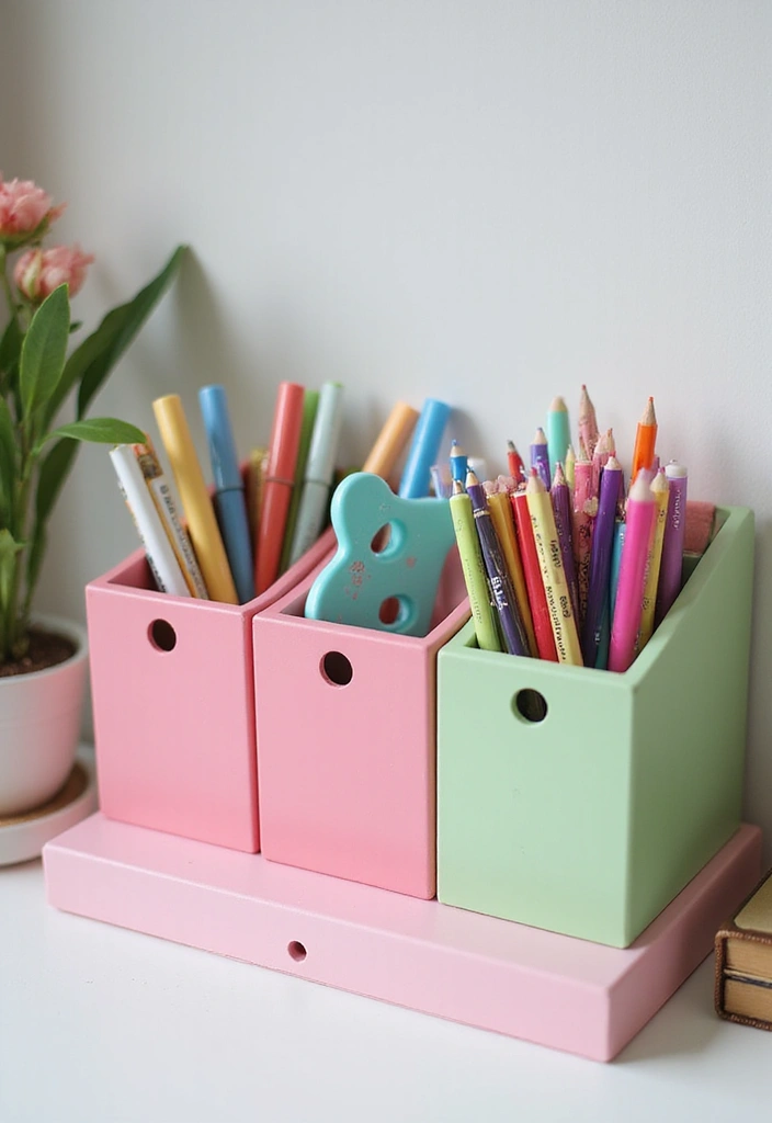 30 Pink and Green Office Ideas for the Prettiest Color Combo Ever - 27. Pink and Green Desk Organizer