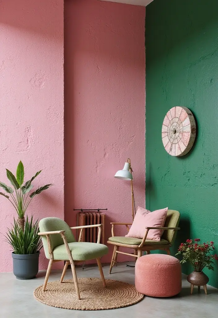 30 Pink and Green Office Ideas for the Prettiest Color Combo Ever - 28. Textured Walls