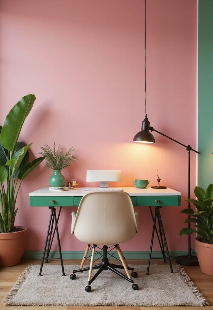 30 Pink and Green Office Ideas for the Prettiest Color Combo Ever - 29. Vintage Finds