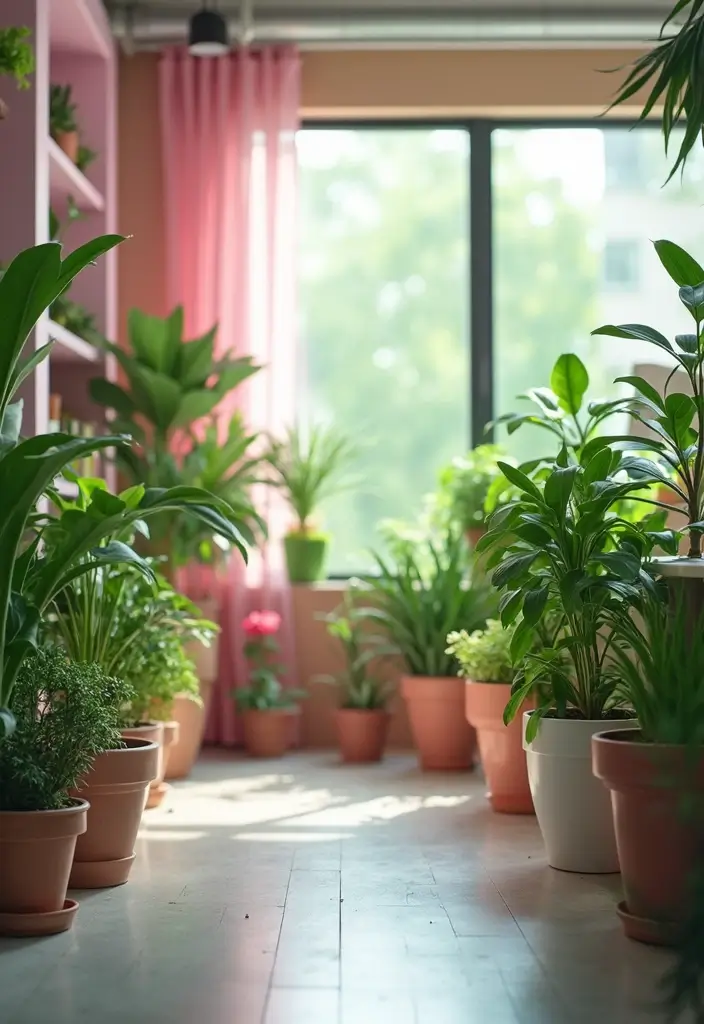 30 Pink and Green Office Ideas for the Prettiest Color Combo Ever - 3. Greenery Galore