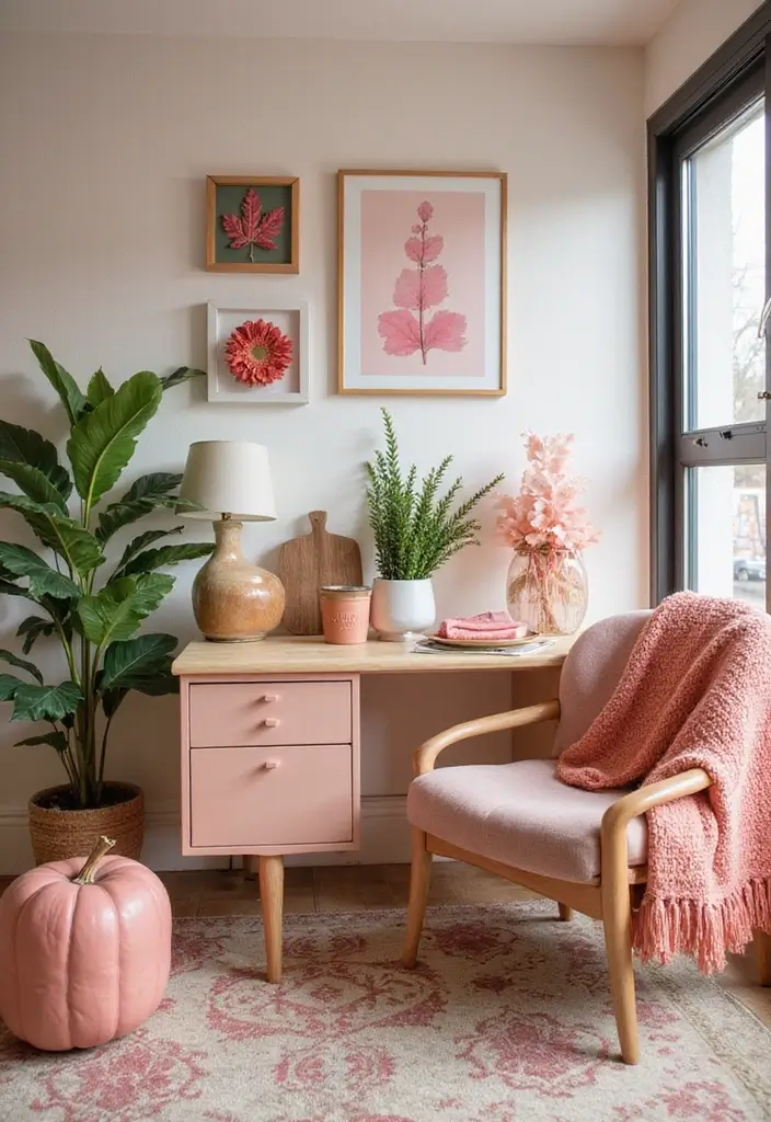 30 Pink and Green Office Ideas for the Prettiest Color Combo Ever - 30. Seasonal Decor Swaps