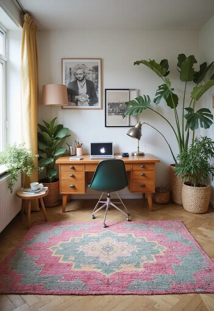 30 Pink and Green Office Ideas for the Prettiest Color Combo Ever - 7. Pink and Green Area Rugs