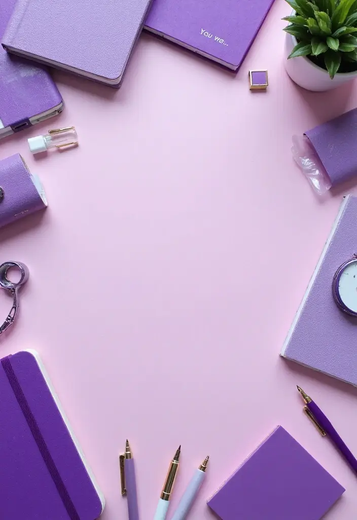 30 Purple Office Ideas for a Bold Creative Workspace - 20. Purple Office Supplies