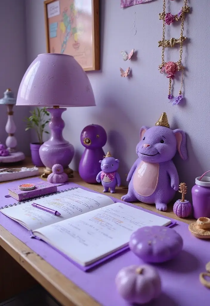 30 Purple Office Ideas for a Bold Creative Workspace - 29. Unique Purple Accessories