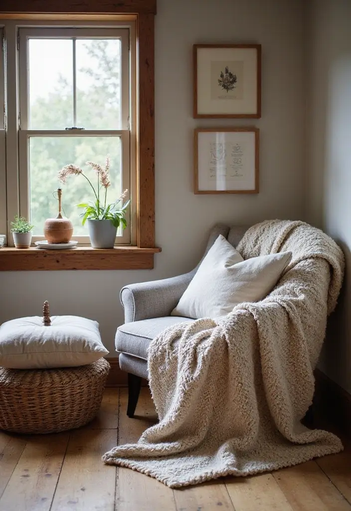 30 Rustic Home Office Ideas for Warm - 10. Cozy Textiles