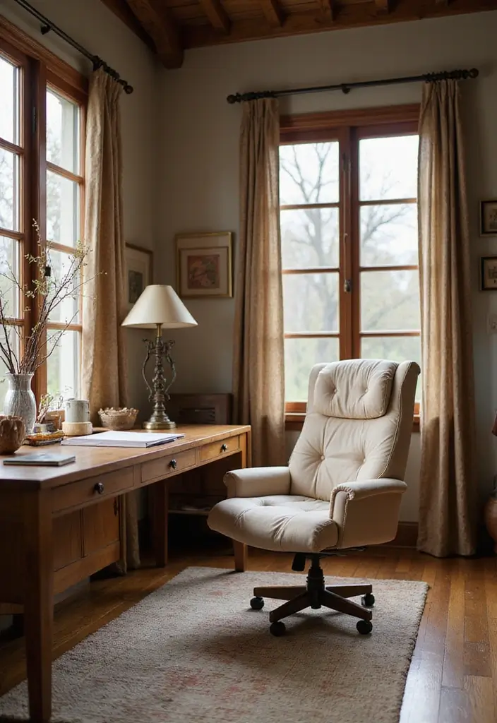 30 Rustic Home Office Ideas for Warm - 15. Comfortable Office Chair