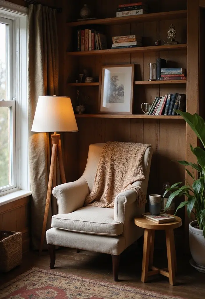 30 Rustic Home Office Ideas for Warm - 2. Cozy Reading Nook