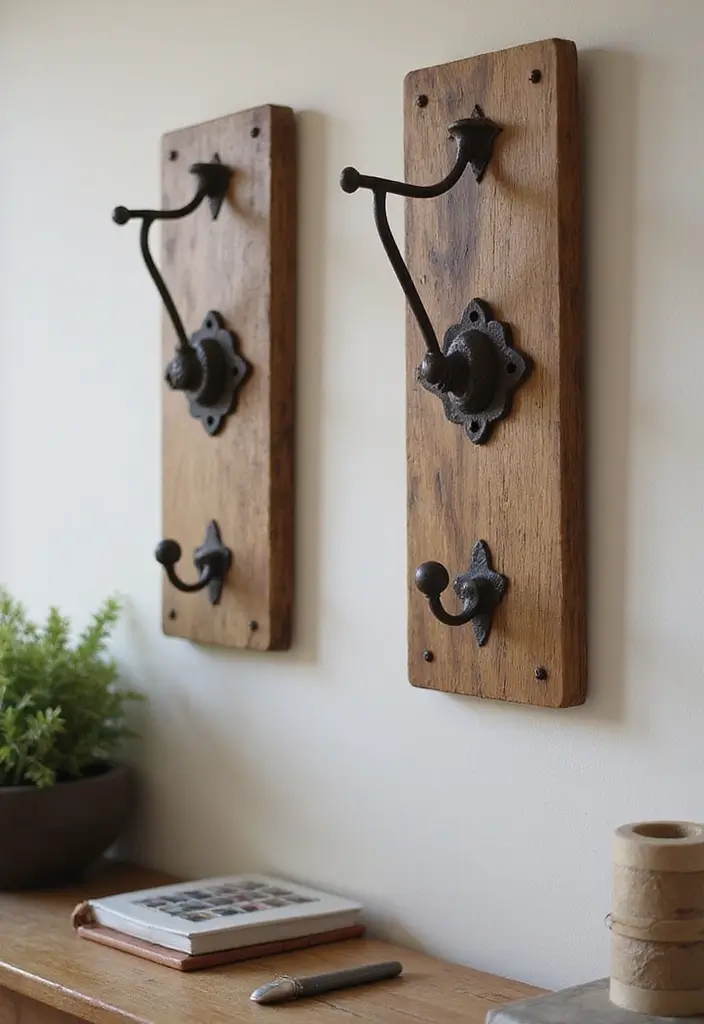 30 Rustic Home Office Ideas for Warm - 20. Rustic Wall Hooks
