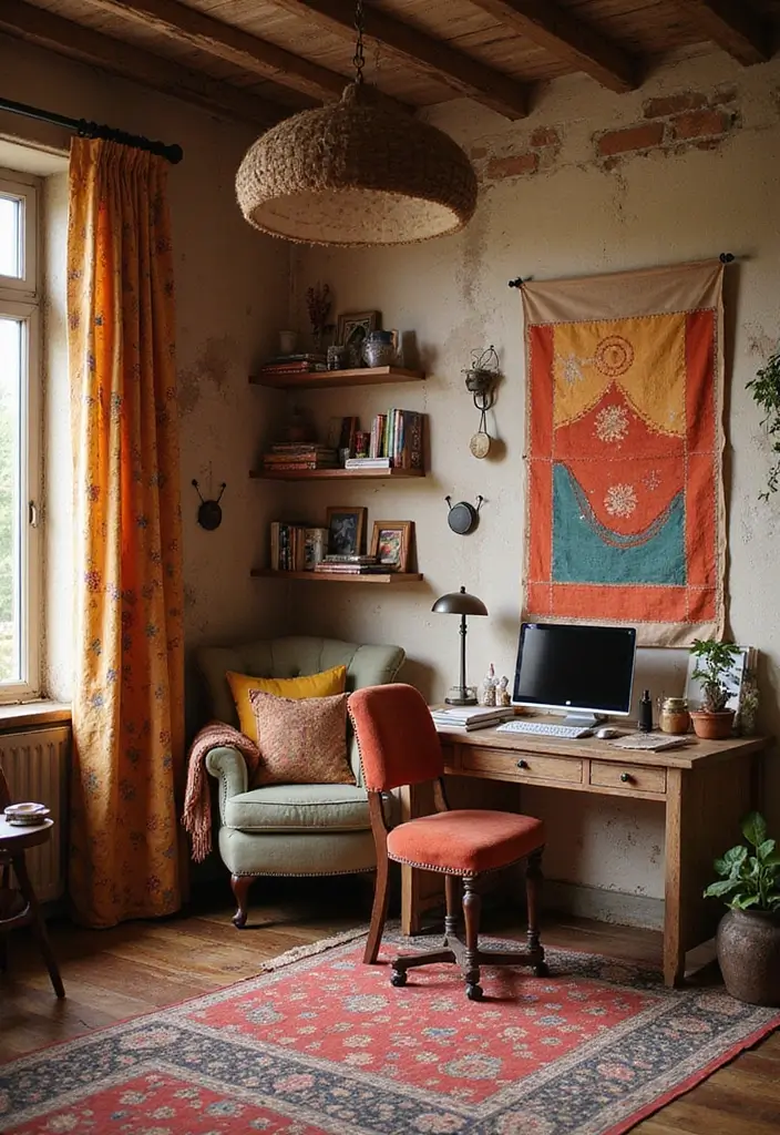 30 Rustic Home Office Ideas for Warm - 21. Warm Color Accents