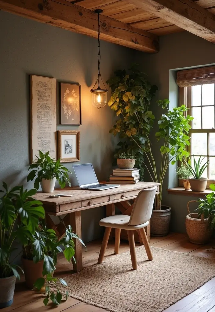 30 Rustic Home Office Ideas for Warm - 22. Recycled Materials