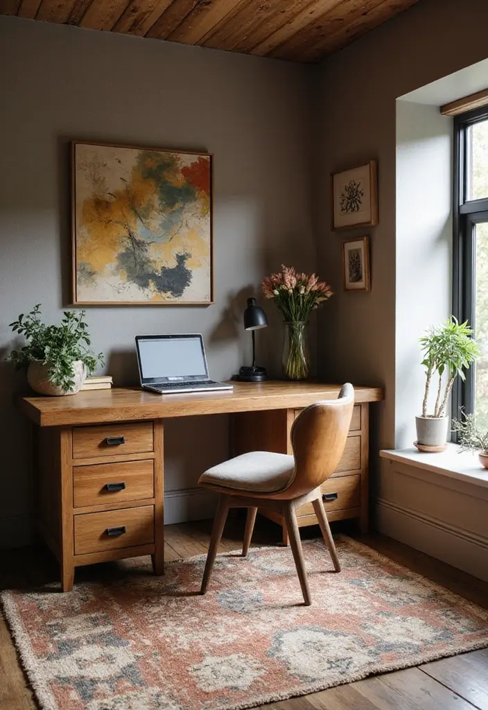 30 Rustic Home Office Ideas for Warm - 30. Mix Modern with Rustic