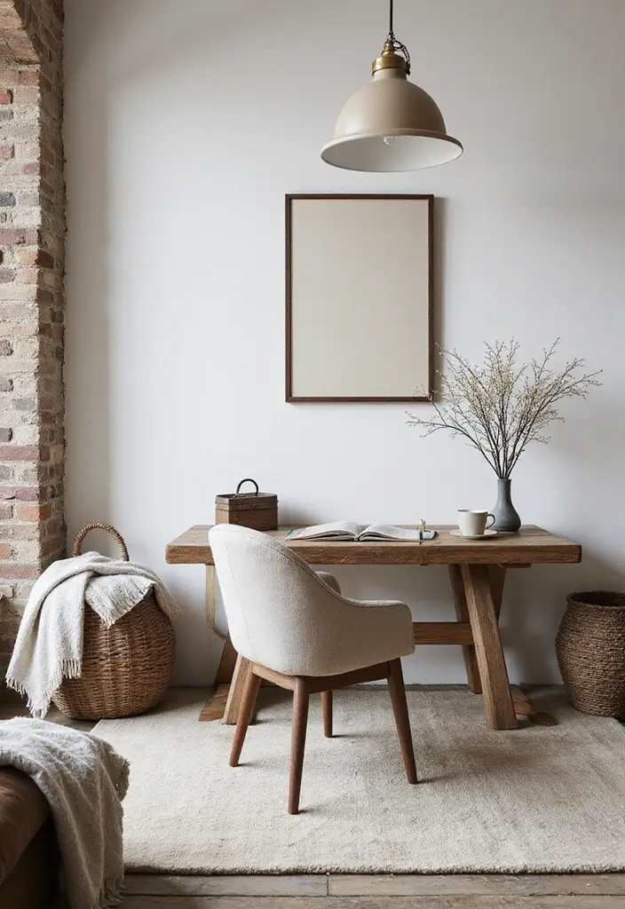 30 Rustic Home Office Ideas for Warm - 4. Neutral Color Palette