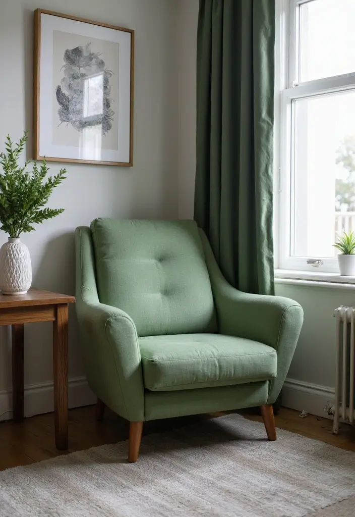 30 Sage Green Office Ideas for a Calm Aesthetic Workspace - 10. Sage Green Statement Chairs