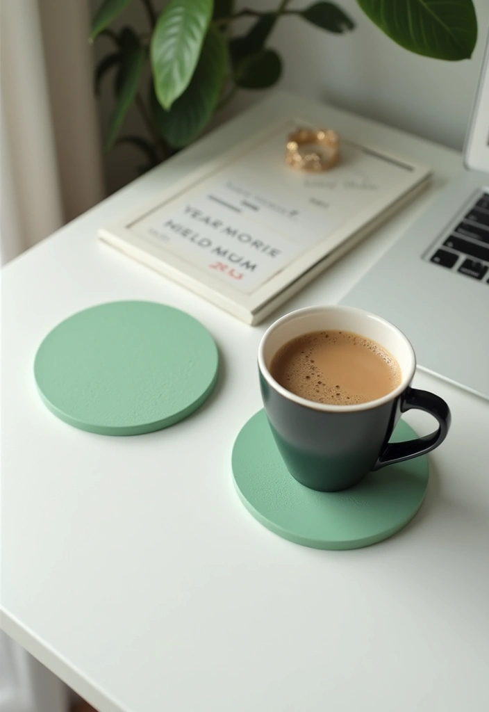 30 Sage Green Office Ideas for a Calm Aesthetic Workspace - 17. Sage Green Coasters