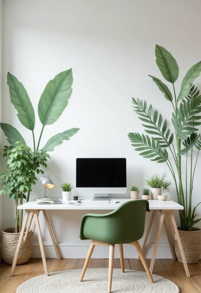 30 Sage Green Office Ideas for a Calm Aesthetic Workspace - 20. Sage Green Wall Decals