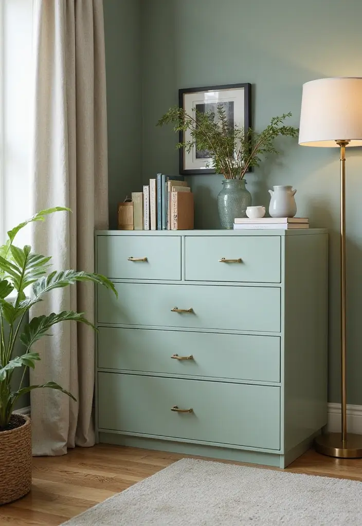30 Sage Green Office Ideas for a Calm Aesthetic Workspace - 21. Sage Green File Cabinets