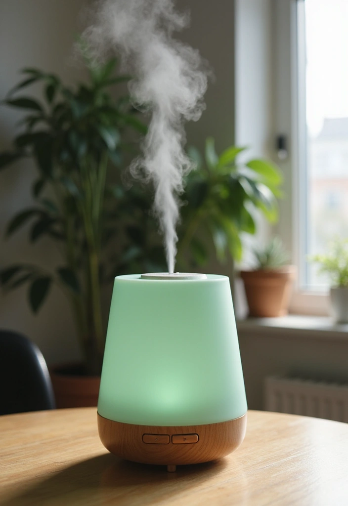 30 Sage Green Office Ideas for a Calm Aesthetic Workspace - 29. Sage Green Essential Oil Diffuser