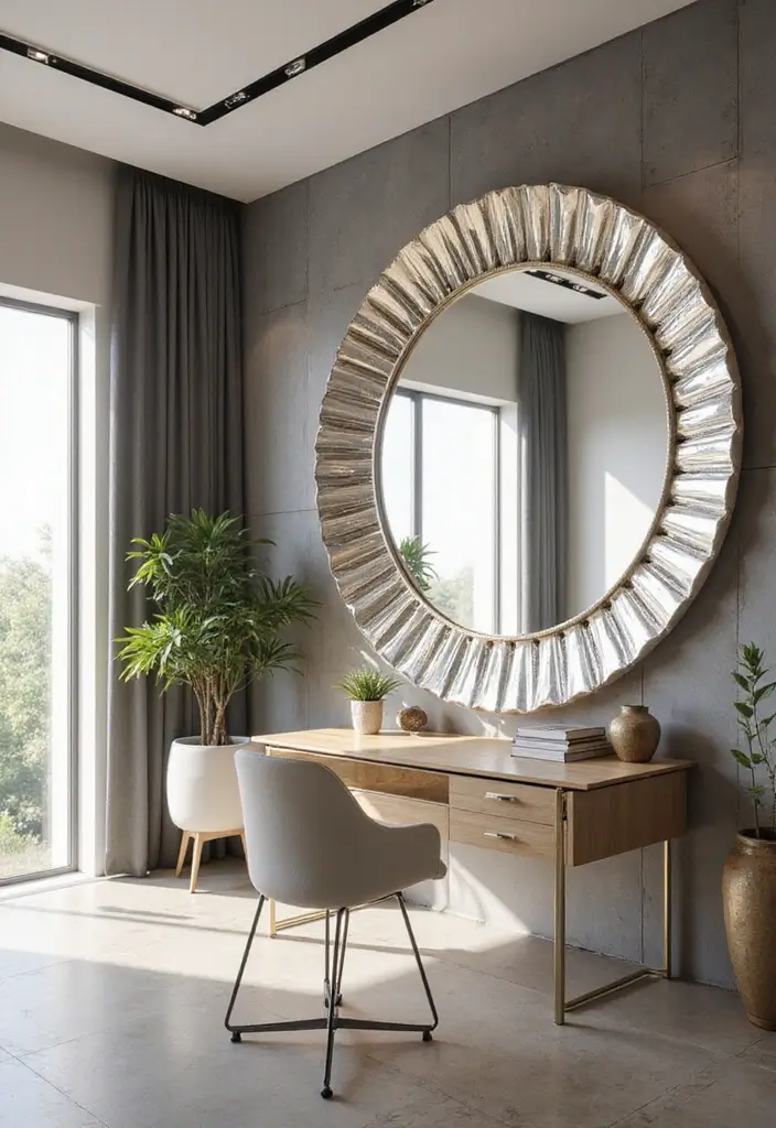 30 Shabby Chic Office Ideas with Soft Neutrals + Vintage Details - 12. Reflective Surfaces