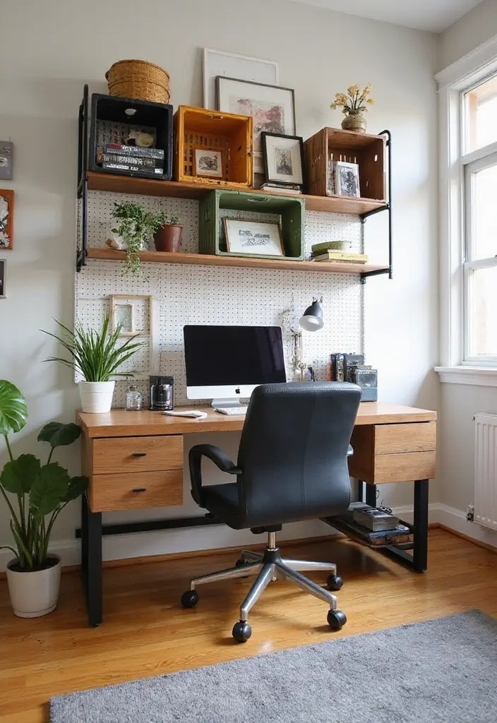 30 Shabby Chic Office Ideas with Soft Neutrals + Vintage Details - 14. Artful Organization