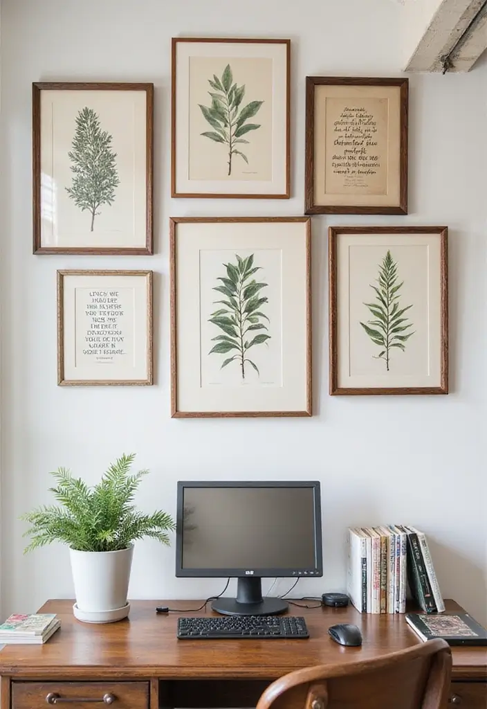 30 Shabby Chic Office Ideas with Soft Neutrals + Vintage Details - 16. Wall Art Inspiration