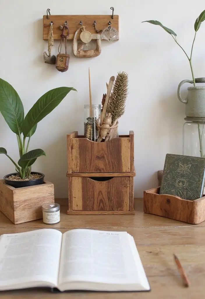 30 Shabby Chic Office Ideas with Soft Neutrals + Vintage Details - 18. Desk Organizers with Flair