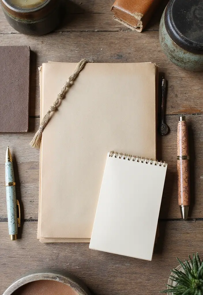 30 Shabby Chic Office Ideas with Soft Neutrals + Vintage Details - 22. Vintage Inspired Stationery