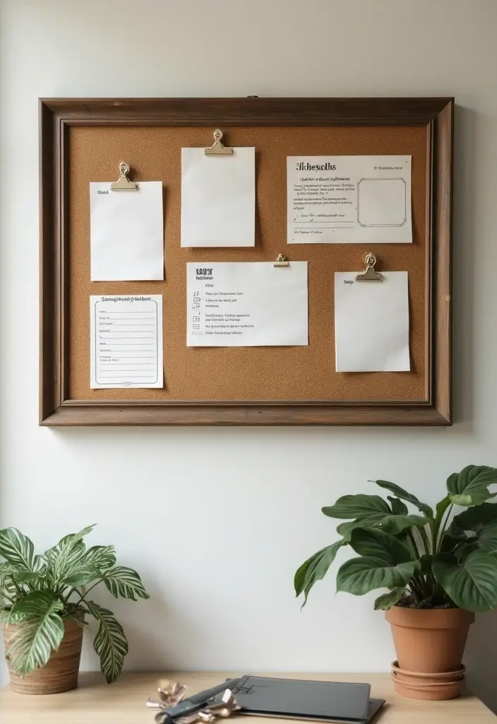 30 Shabby Chic Office Ideas with Soft Neutrals + Vintage Details - 23. Charming Bulletin Boards