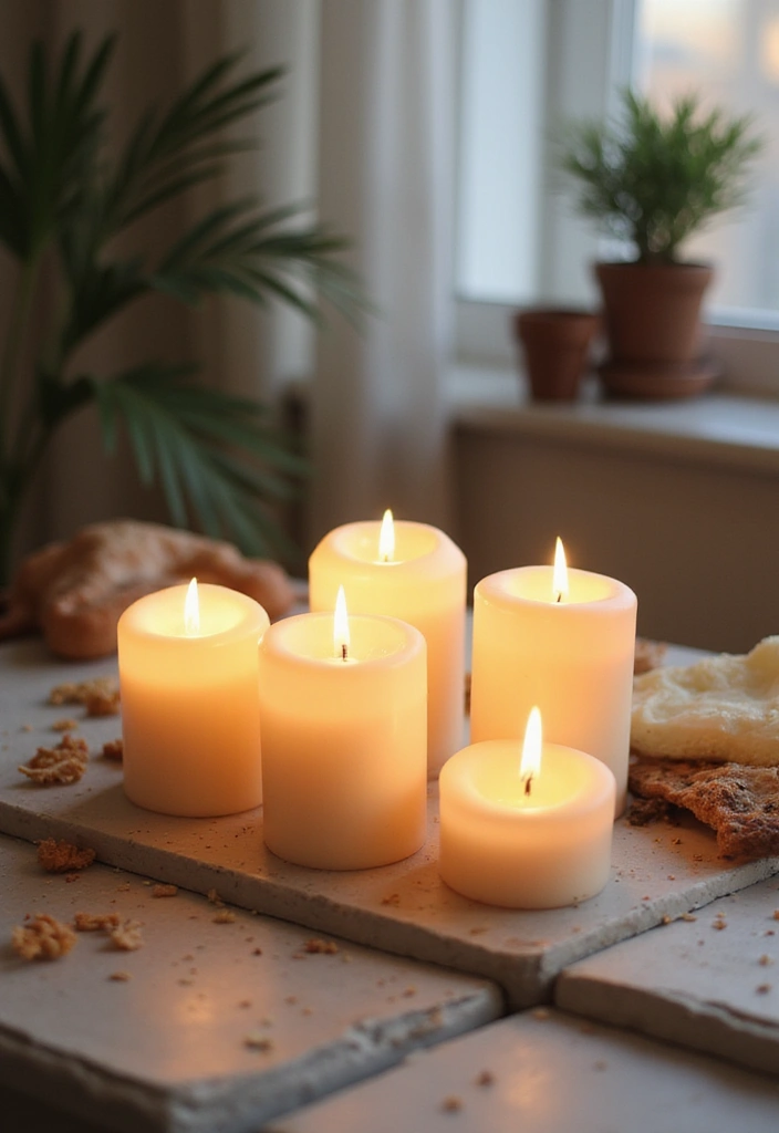 30 Shabby Chic Office Ideas with Soft Neutrals + Vintage Details - 24. Sweet Scented Candles