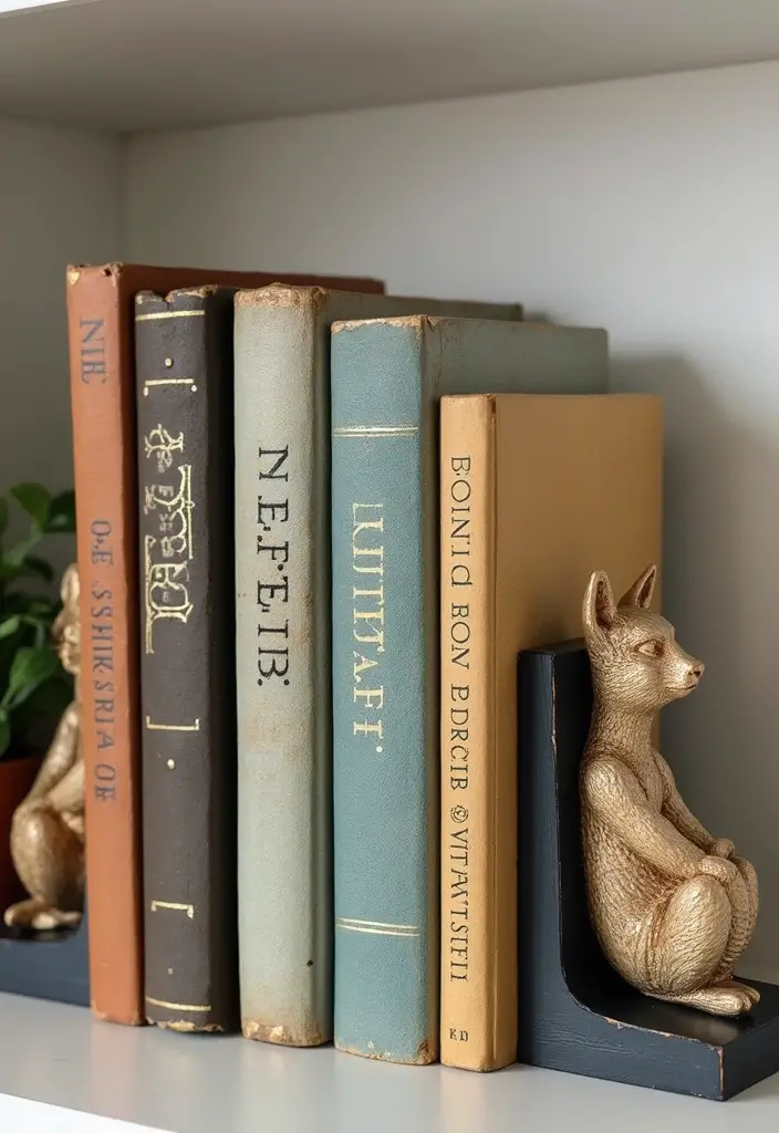 30 Shabby Chic Office Ideas with Soft Neutrals + Vintage Details - 27. Decorative Bookends