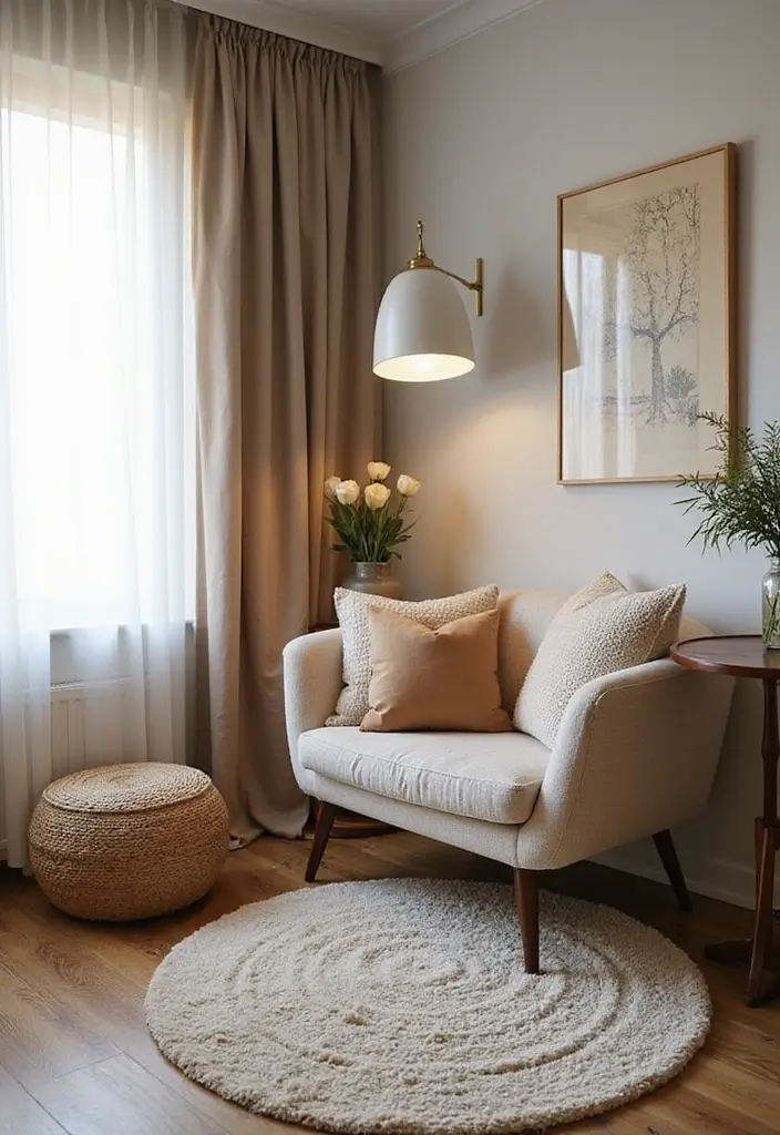 30 Shabby Chic Office Ideas with Soft Neutrals + Vintage Details - 7. Cozy Textiles