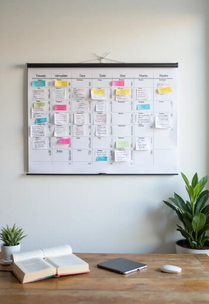 30 Shared Home Office Ideas for Couples Who Actually Get Work Done - 15. A Collaborative Wall Calendar