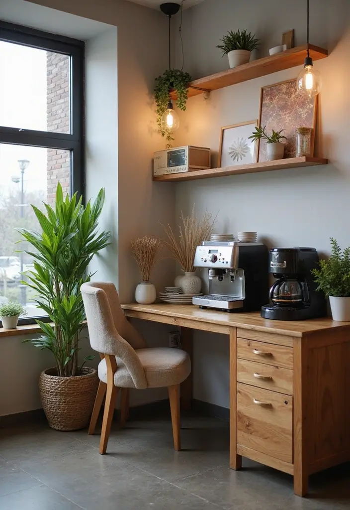 30 Shared Home Office Ideas for Couples Who Actually Get Work Done - 24. Coffee Station for Inspiration