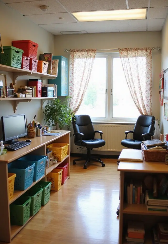 30 Social Worker Office Decor Ideas to Make Clients Feel Safe - 17. Colorful Baskets and Organizers