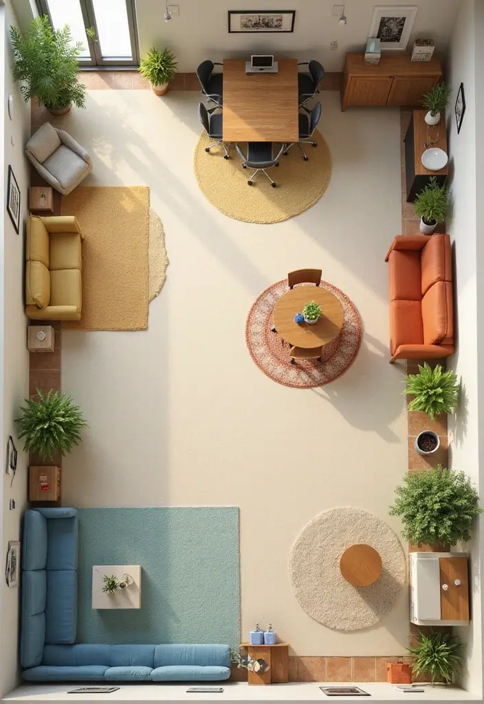 30 Social Worker Office Decor Ideas to Make Clients Feel Safe - 22. Open Floor Plan with Zones