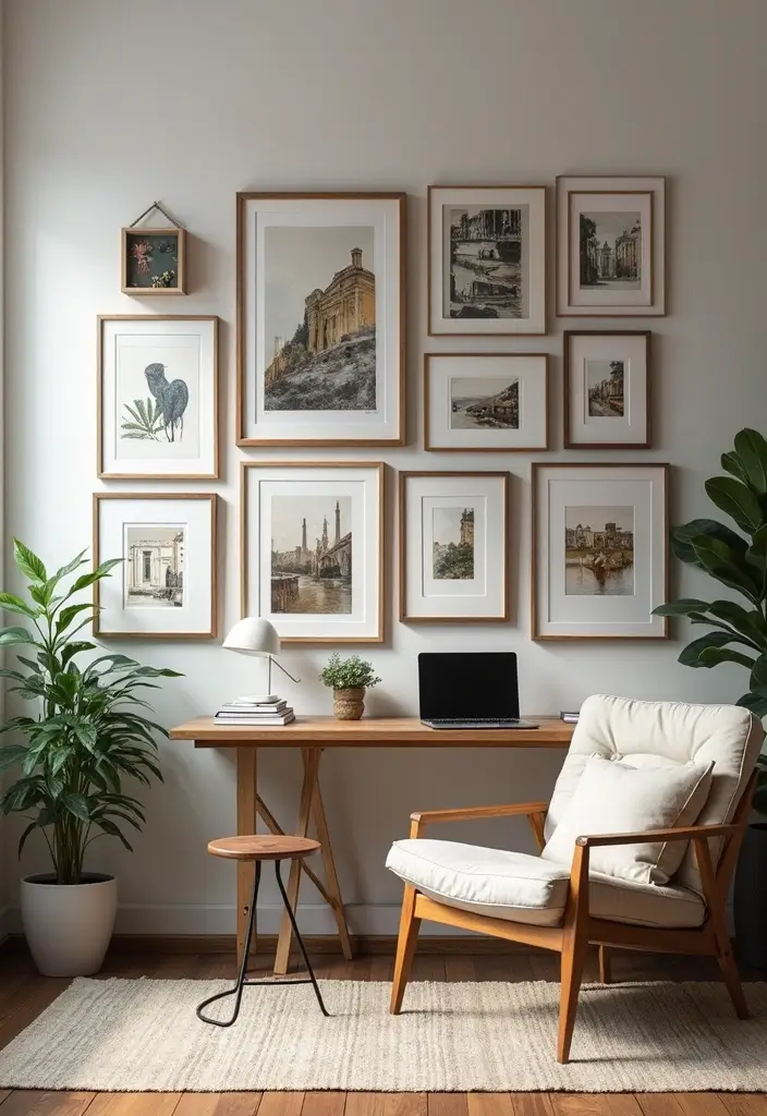 30 Studio Office Ideas for Creatives Who Need Work + Storage in One - 13. Create a Gallery Wall