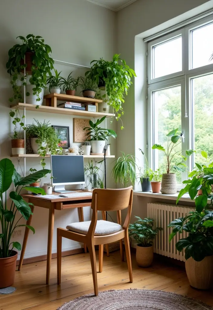 30 Studio Office Ideas for Creatives Who Need Work + Storage in One - 14. Incorporate Nature