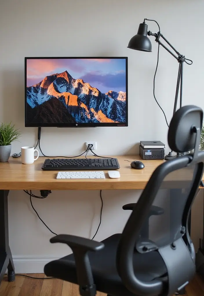 30 Studio Office Ideas for Creatives Who Need Work + Storage in One - 21. Smart Cable Management