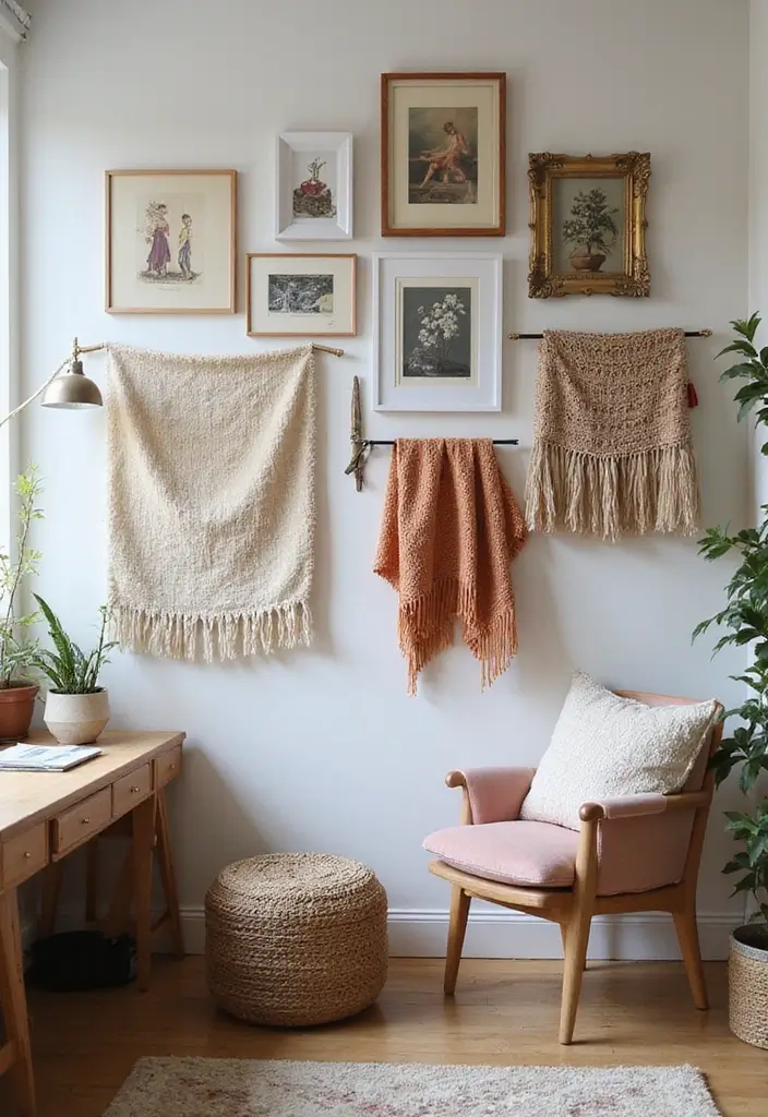 30 Studio Office Ideas for Creatives Who Need Work + Storage in One - 26. Artistic Wall Decor