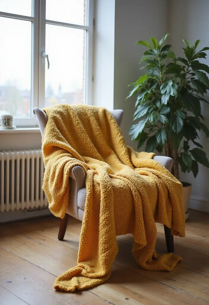 30 Studio Office Ideas for Creatives Who Need Work + Storage in One - 28. A Cozy Throw for Comfort