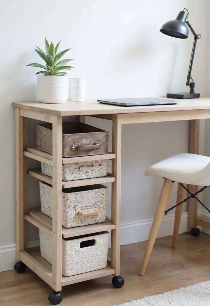 30 Studio Office Ideas for Creatives Who Need Work + Storage in One - 3. Under-Desk Storage Solutions
