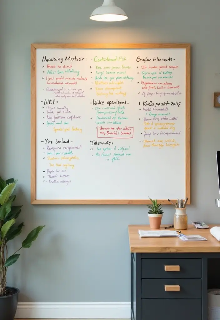30 Studio Office Ideas for Creatives Who Need Work + Storage in One - 30. A Workable Whiteboard