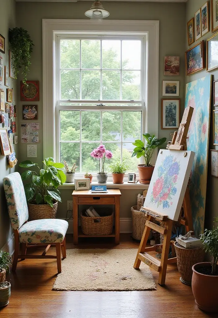 30 Sunroom Office Setups That Feel Like a Mini Vacation - 10. Artistic Expression Zone