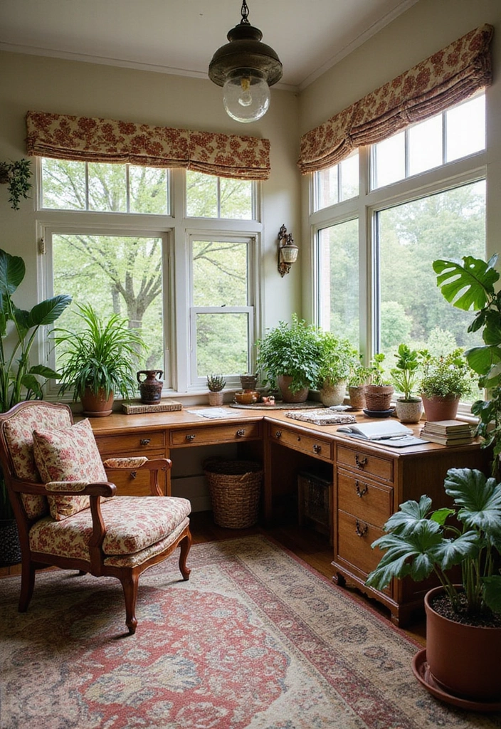 30 Sunroom Office Setups That Feel Like a Mini Vacation - 19. Textured Layers for Warmth