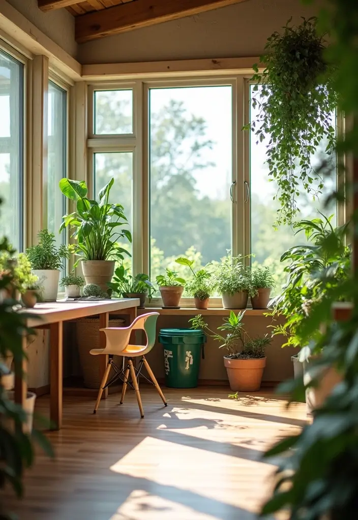 30 Sunroom Office Setups That Feel Like a Mini Vacation - 21. Eco-Friendly Office Space