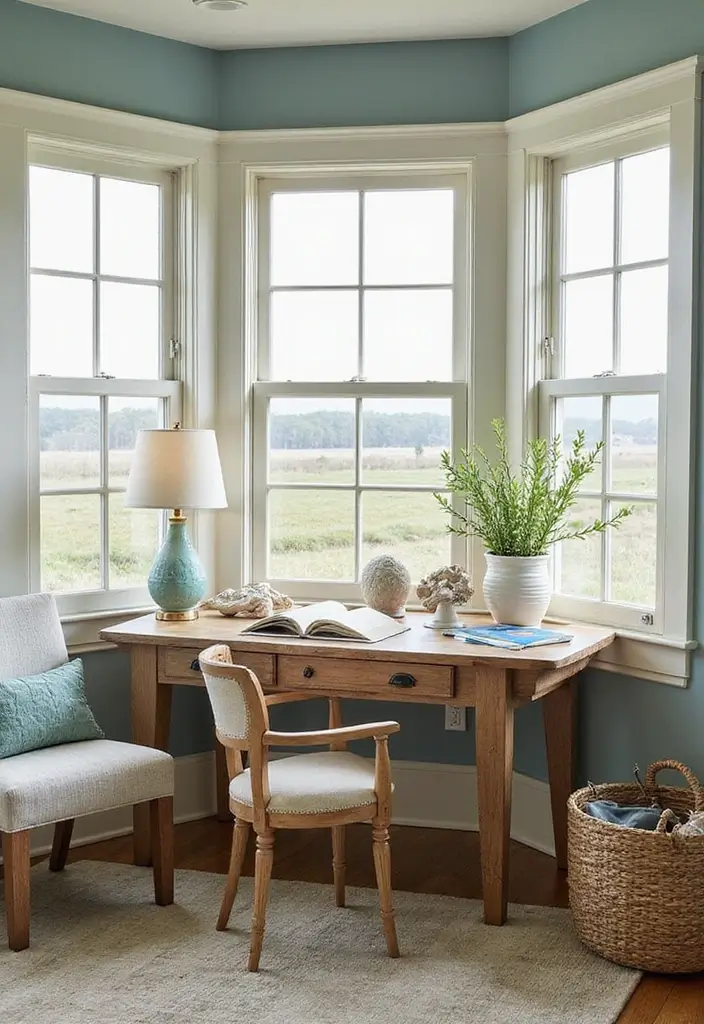30 Sunroom Office Setups That Feel Like a Mini Vacation - 4. Coastal Escape Office