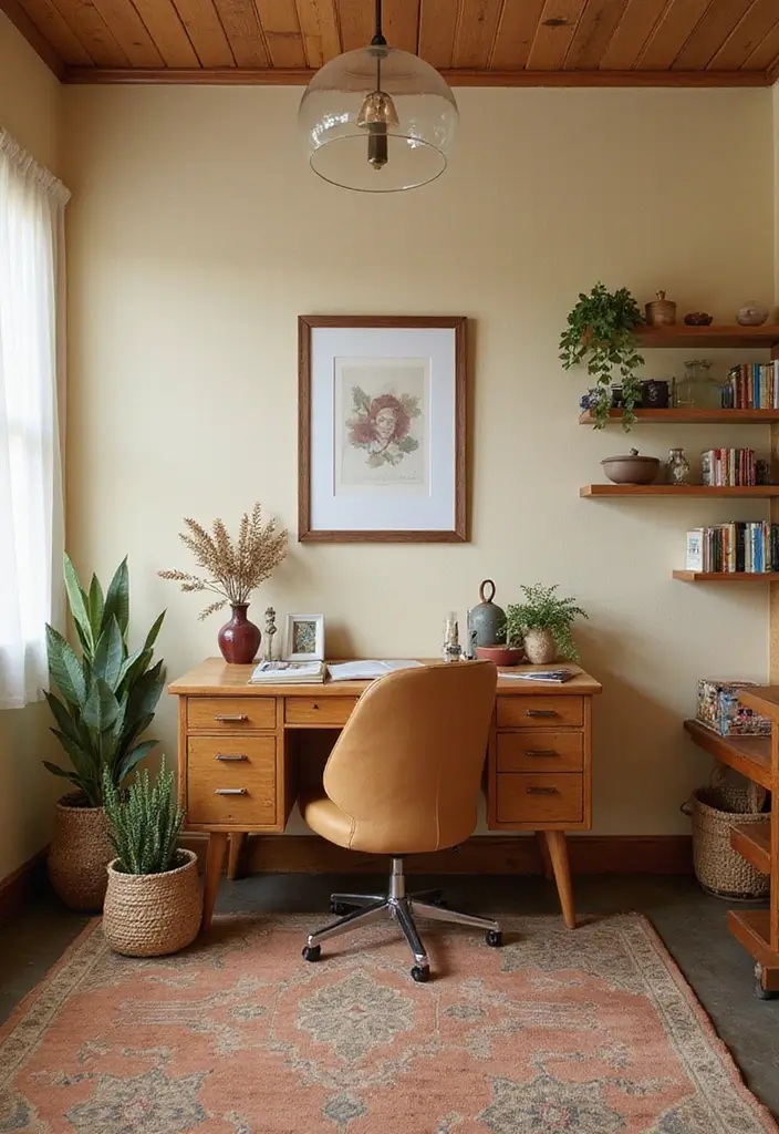 30 Vintage Office Ideas with Antique: Embrace Library-Core Vibes - 16. Retro Inspired Color Palettes